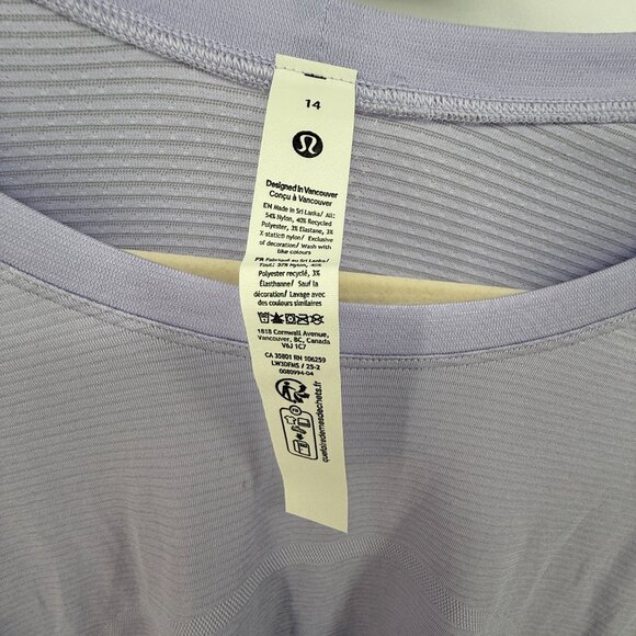 Lululemon Swiftly Tech Short Sleeve 2.0 Crew Size 14 NWT Purple Athletic Workout - Picture 10 of 12